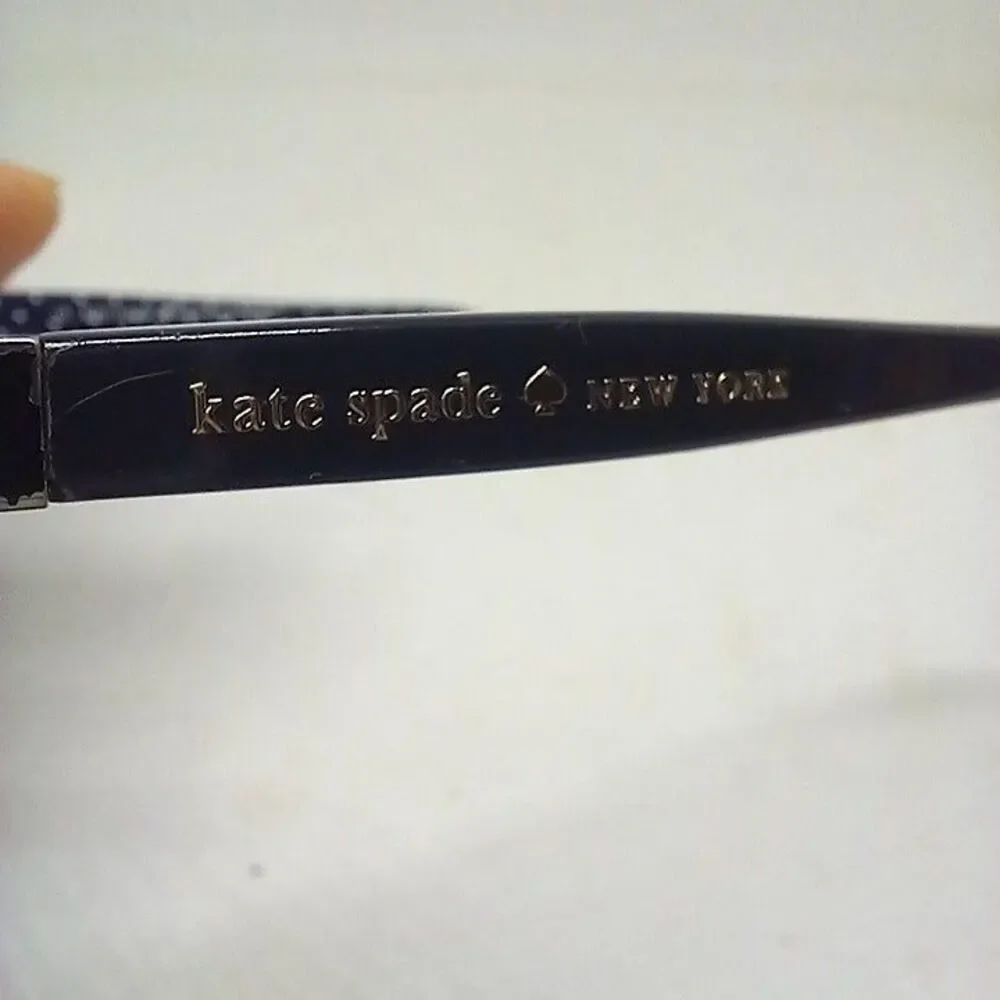 Kate Spade New York Ambrosette Eyeglass Frames-Navy Polka Dots-Rectangle